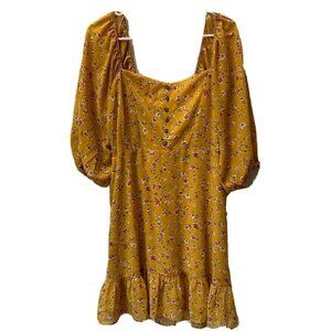 Lulus Trixiebelle Mustard Yellow Floral Print On Off Shoulder Dress